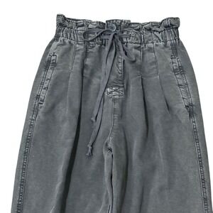 Free People Margate Paperbag Pants Washed‎ Black XS Utility Drawstring